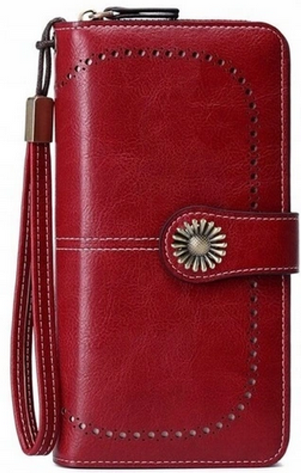 Cartera roja de mujer con protección RFID