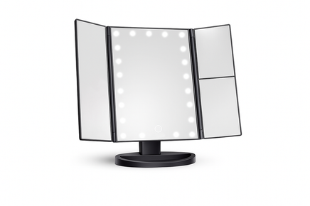 Espejo de maquillaje plegable con luz LED integrada