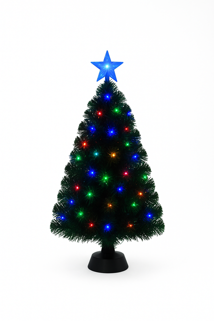Árbol de Navidad con luces incorporadas encendidas