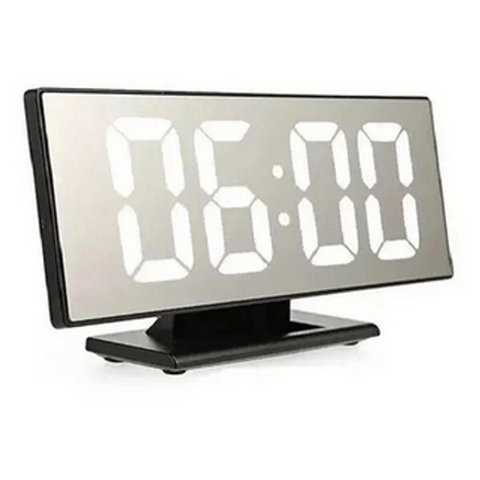 Reloj electrónico de mesa con acabado de espejo