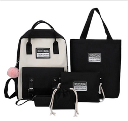 Mochila escolar de chica con conjunto de cinco piezas a juego