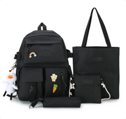 Schwarzer 4-in-1-Schulrucksack – Modell 2