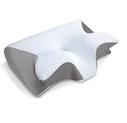 Almohada cervical viscoelástica 2 en 1 en blanco y gris