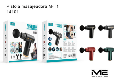 Pistola de masaje M2-TEC M-T1 con 4 cabezales intercambiables
