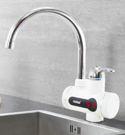 Grifo Eléctrico con Ducha de Mano y Mezclador de Agua Caliente Instantánea