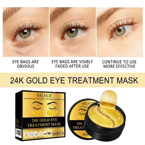 Parches Hidratantes de Oro 24K para Ojos EELHOE - 60 Unidades