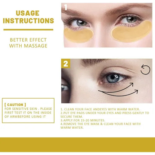 Parches Hidratantes de Oro 24K para Ojos EELHOE - 60 Unidades