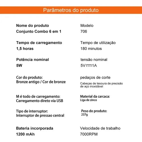 Cortadora de pelo 6 en 1