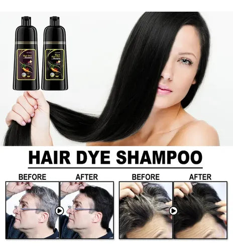 EELHOE Champú Tinte Negro 3 en 1: Cubre Canas y Nutre el Cabello