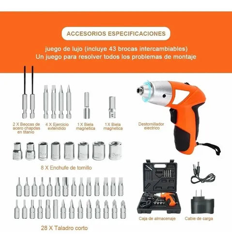 Kit de destornillador inalámbrico 45 piezas