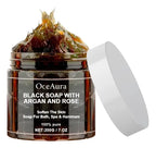 Jabon Negro Marroqui Oceaura con Argan y Rosa 200g
