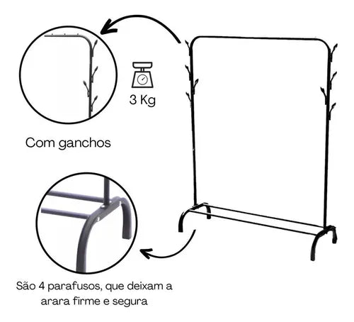 Cabideiro 150cm Robusto