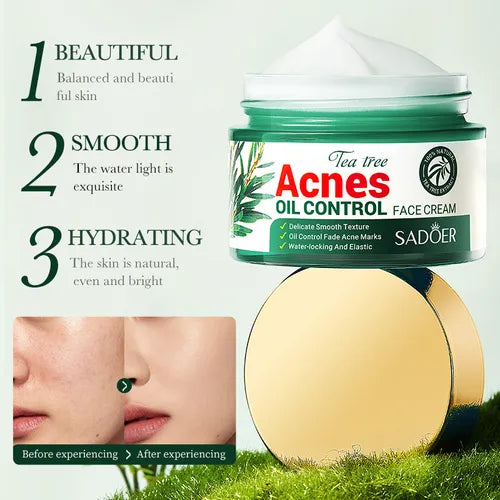 Crema Facial Control de Acne SADOER con Aceite de Arbol de Te
