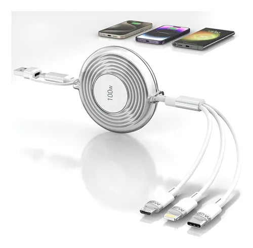 Cargador 3 en 1 Retrátil 100W USB C Rápido