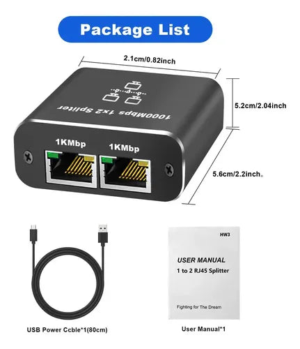 Divisor de Internet 2 en 1 con Cable USB