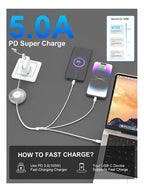 Cargador 3 en 1 Retrátil 100W USB C Rápido