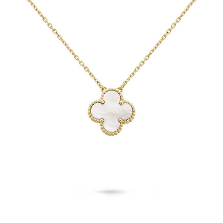 Collar de Trébol de 4 Hojas con Caja – Negro o Blanco
