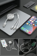 Cargador 3 en 1 Retrátil 100W USB C Rápido