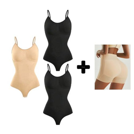 Kit de fajas moldeadoras de 4 piezas en negro y beige, body en talla XL