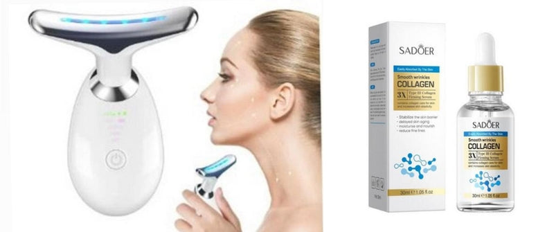 Masażer do twarzy EMS + serum ujędrniające 30 ml