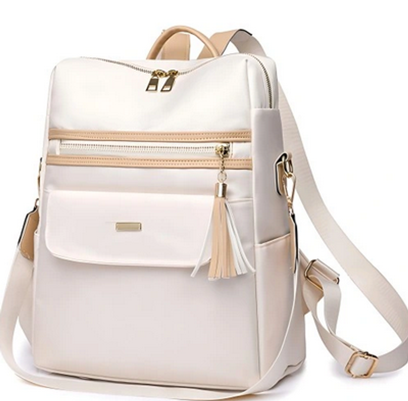 Mochila 2 en 1 de mujer en beige con detalles en marrón