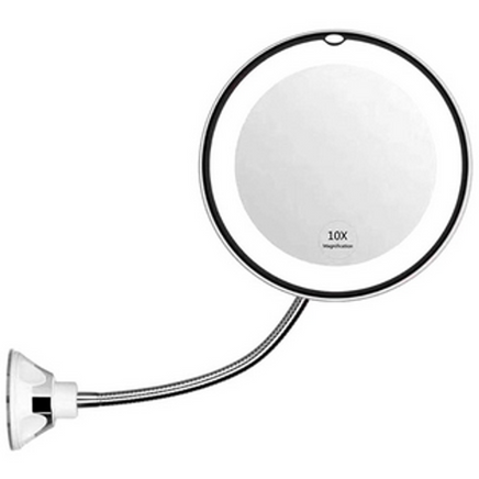 Espejo de maquillaje con aumento 10x y luz LED integrada