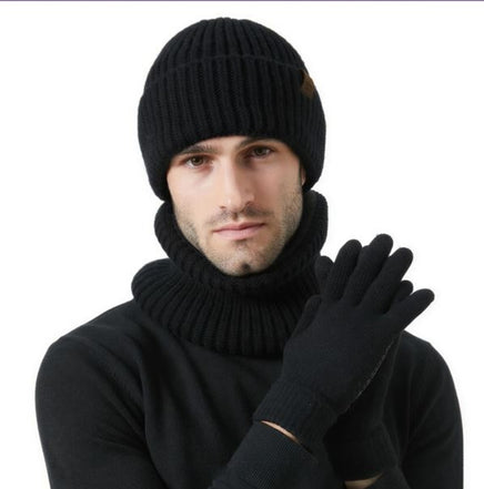 Set de gorro, bufanda y guantes de hombre en color azul