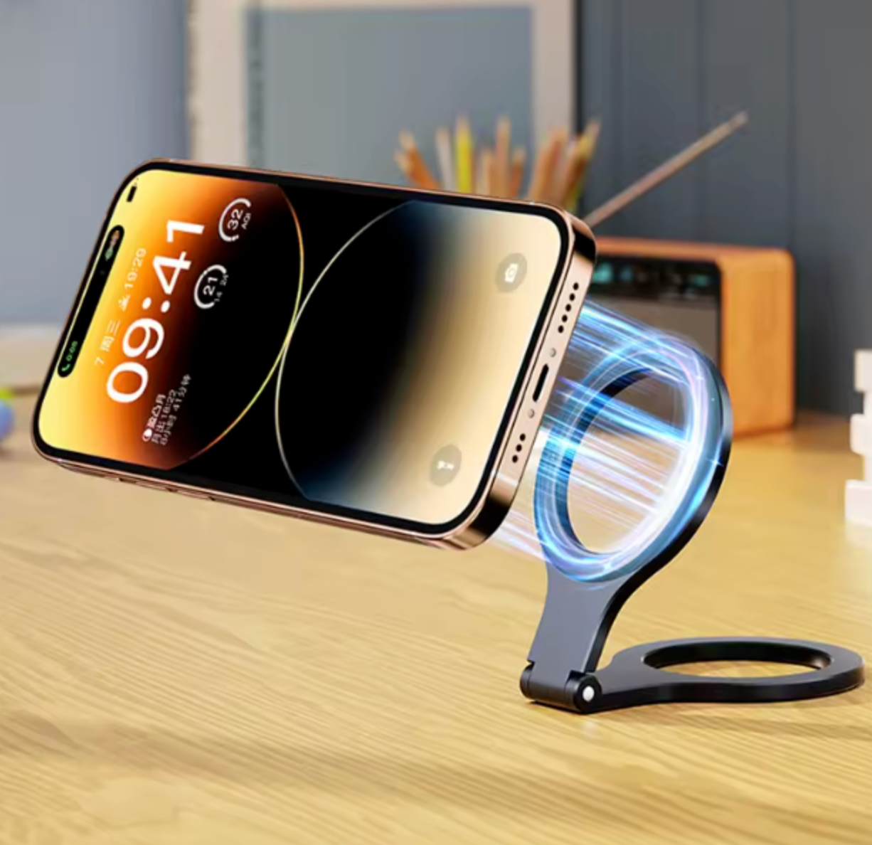 📱 Dual-Ring Magnetic Phone Mount – 360° Rotation & Strong Magnetic Hold