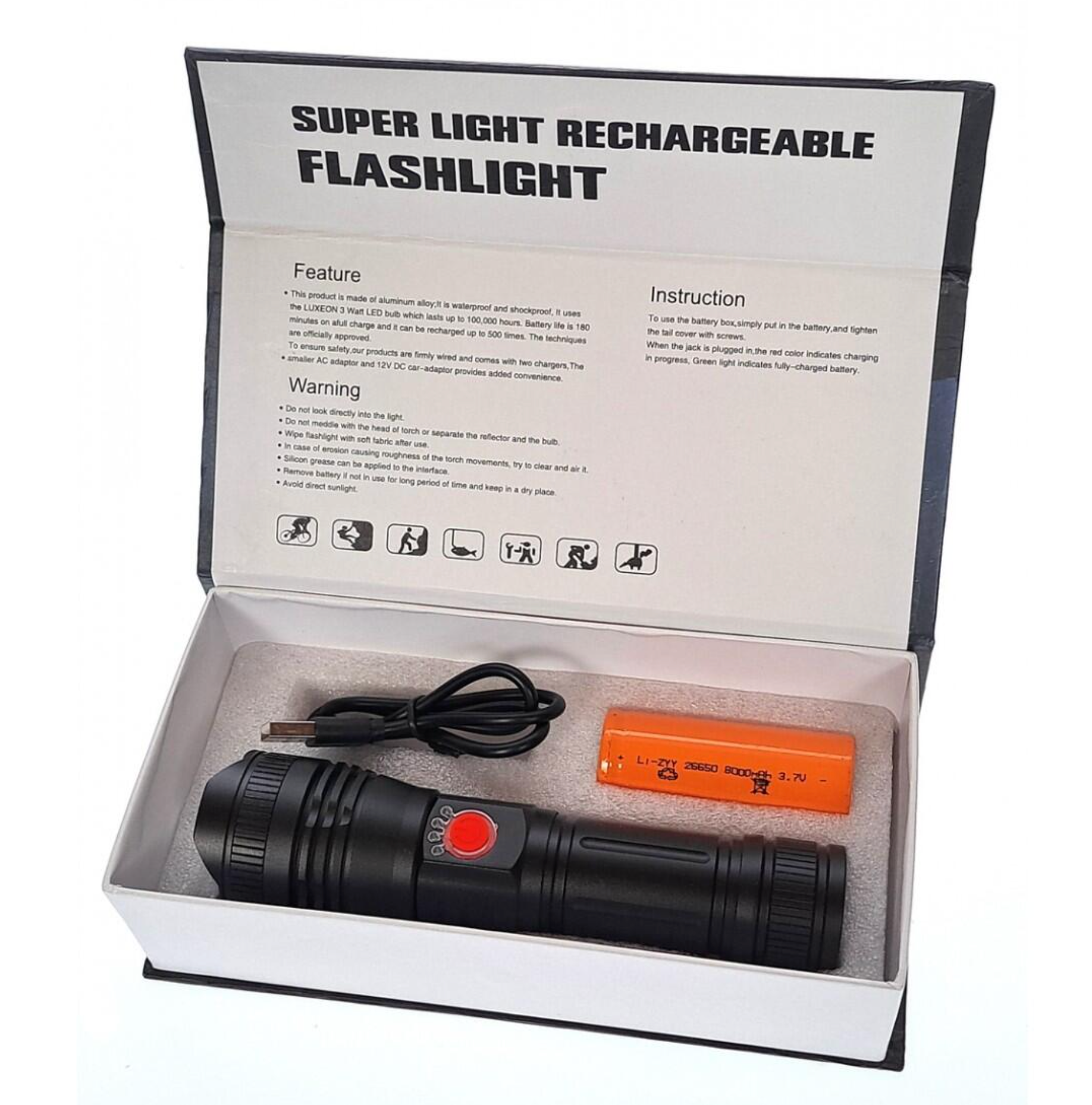 Linterna LED Recargable de Alta Potencia