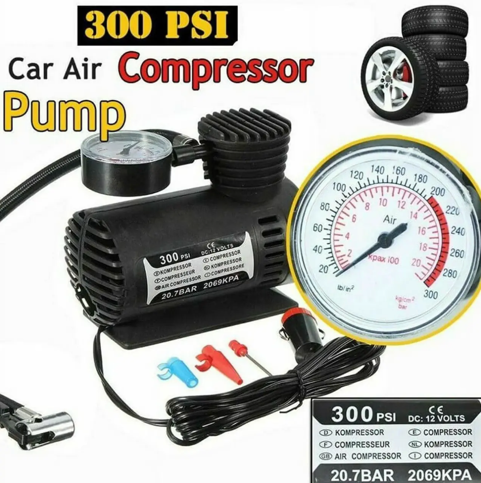 Inflador de neumáticos portátil 300 PSI