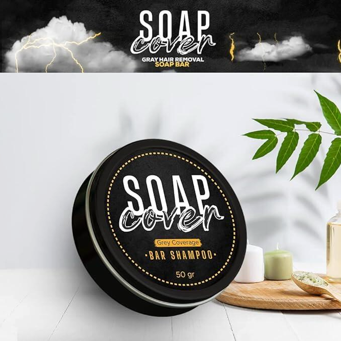 🌿 Natural Gray Hair Cover Soap – Hair, Beard & Eyebrow Darkening Bar