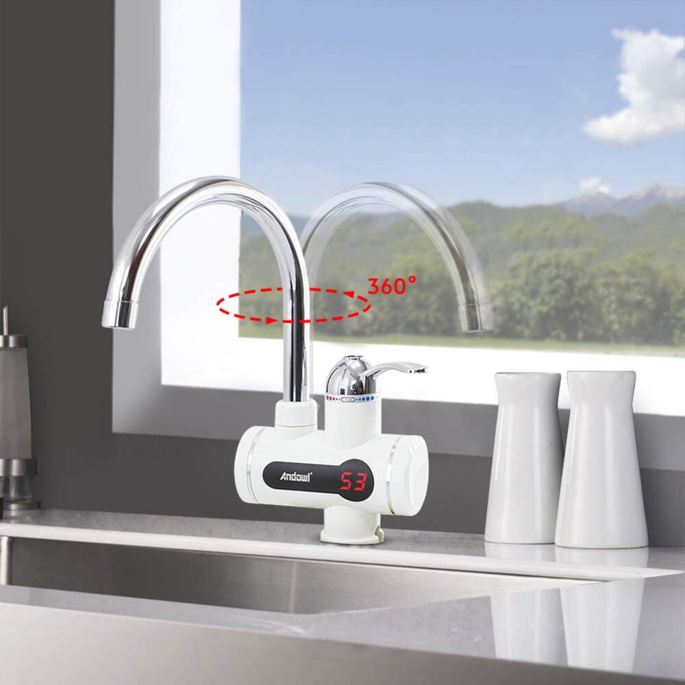 Grifo Eléctrico con Ducha de Mano y Mezclador de Agua Caliente Instantánea