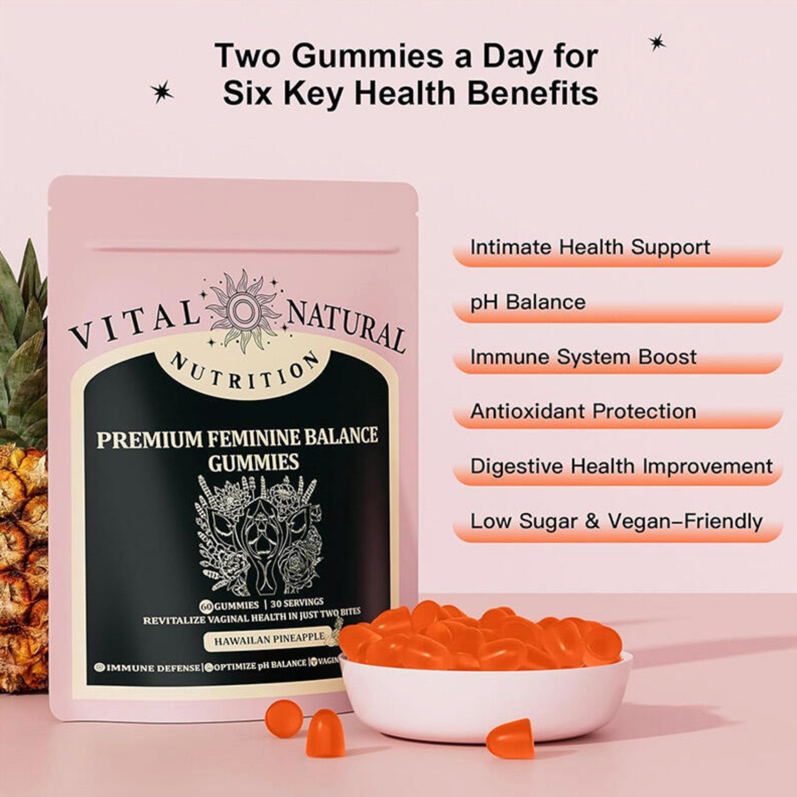 Gomitas Premium para el Equilibrio Femenino Sabor Pina de Hawai