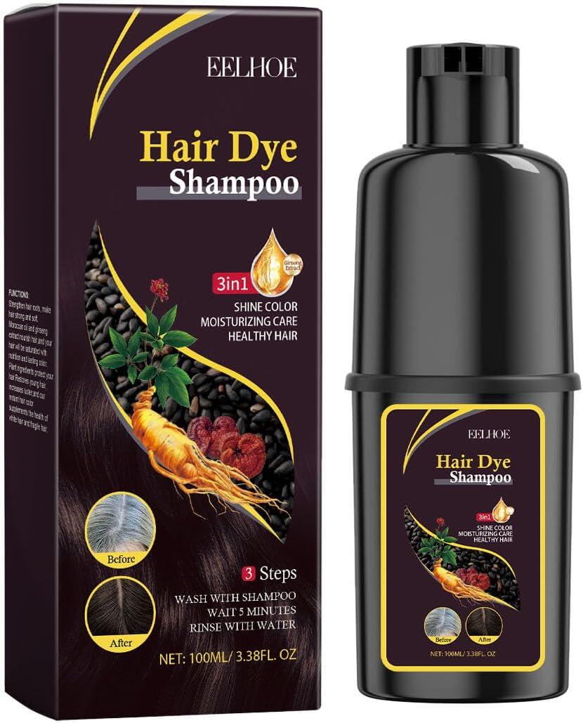 Tinte de Cabello Negro Instantáneo 3 en 1