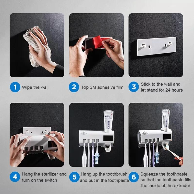 Esterilizador UV 3 en 1 con Dispensador de Pasta Dental