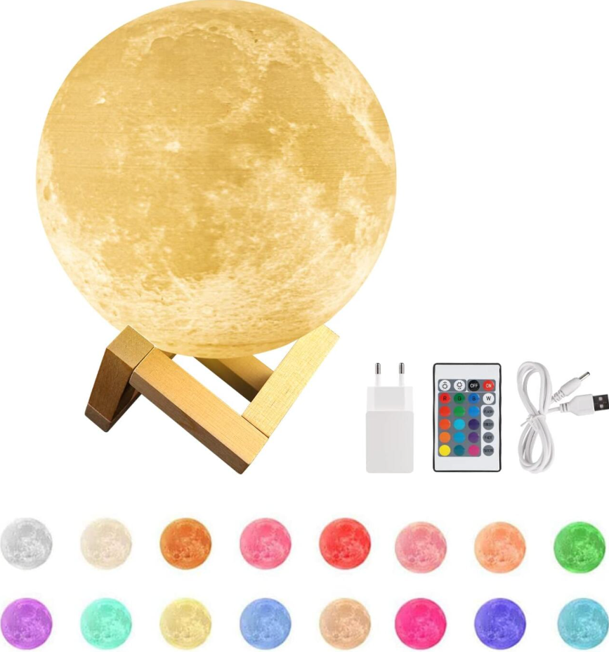 Lampara Lunar 3D con Luz Nocturna