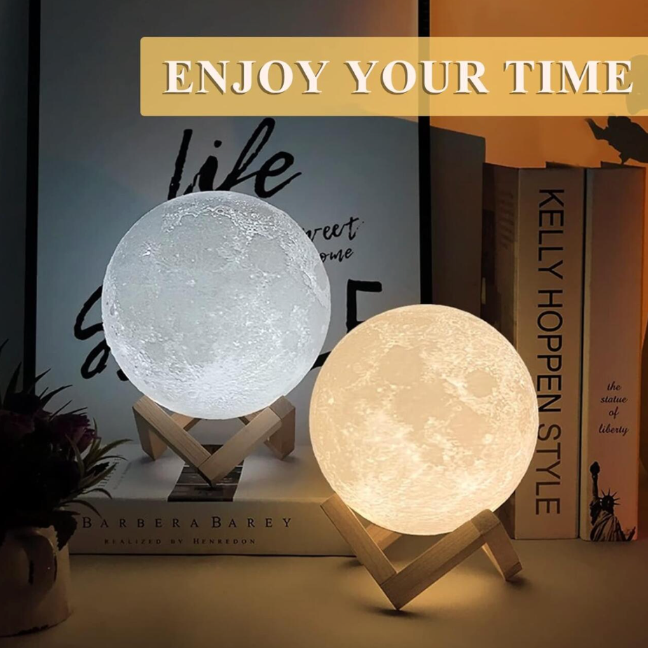 Lampara Lunar 3D con Luz Nocturna