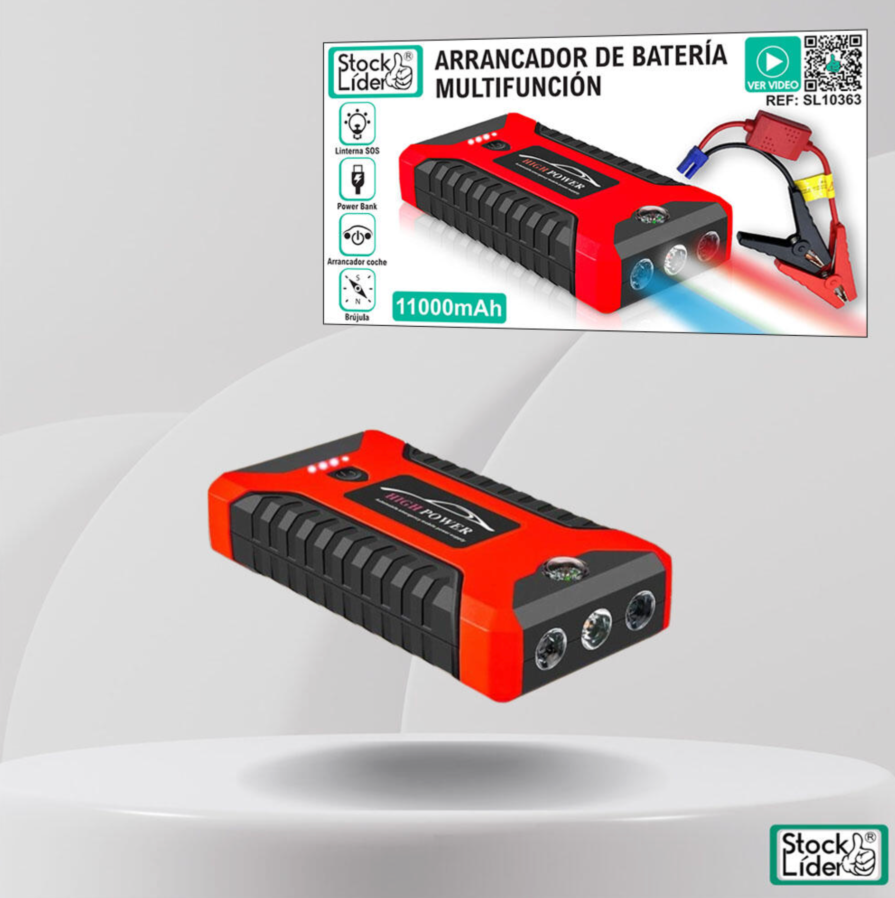 Arrancador de Bateria Portatil 11000mAh