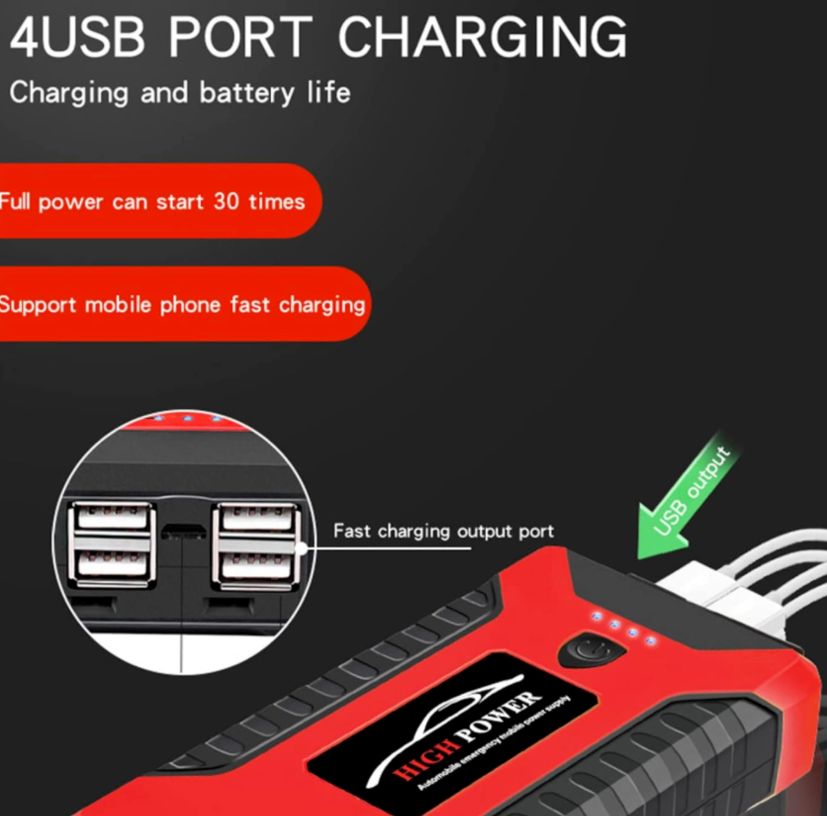 Arrancador de Bateria Portatil 11000mAh