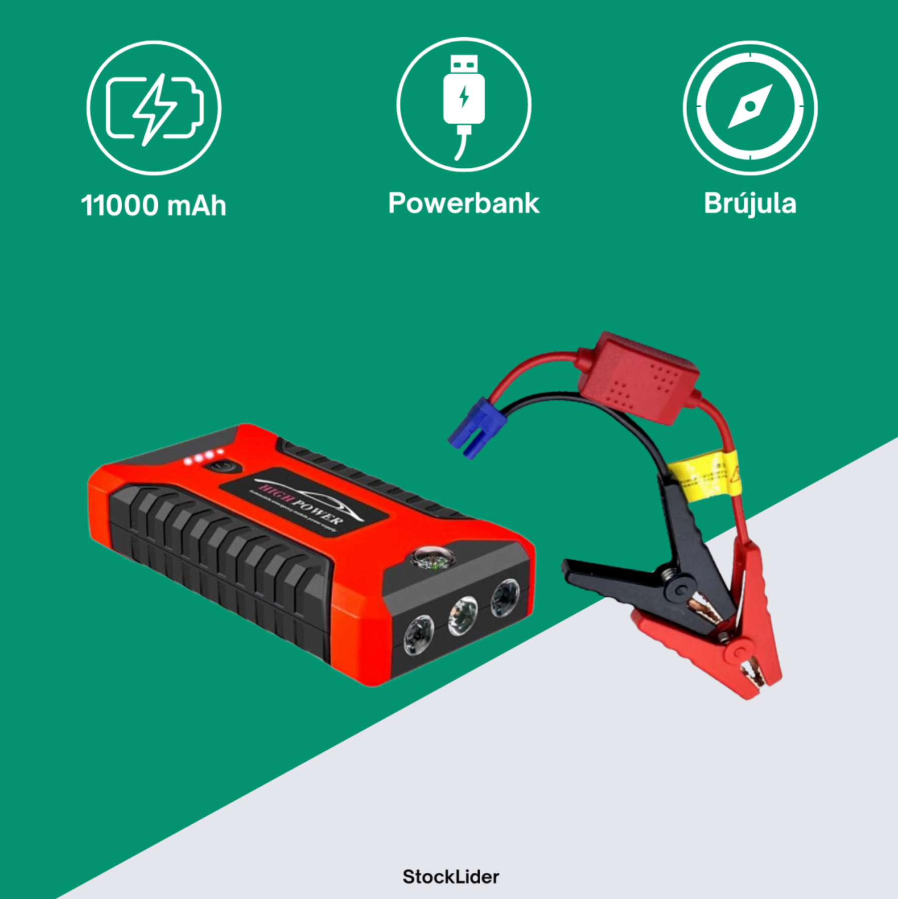 Arrancador de Bateria Portatil 11000mAh