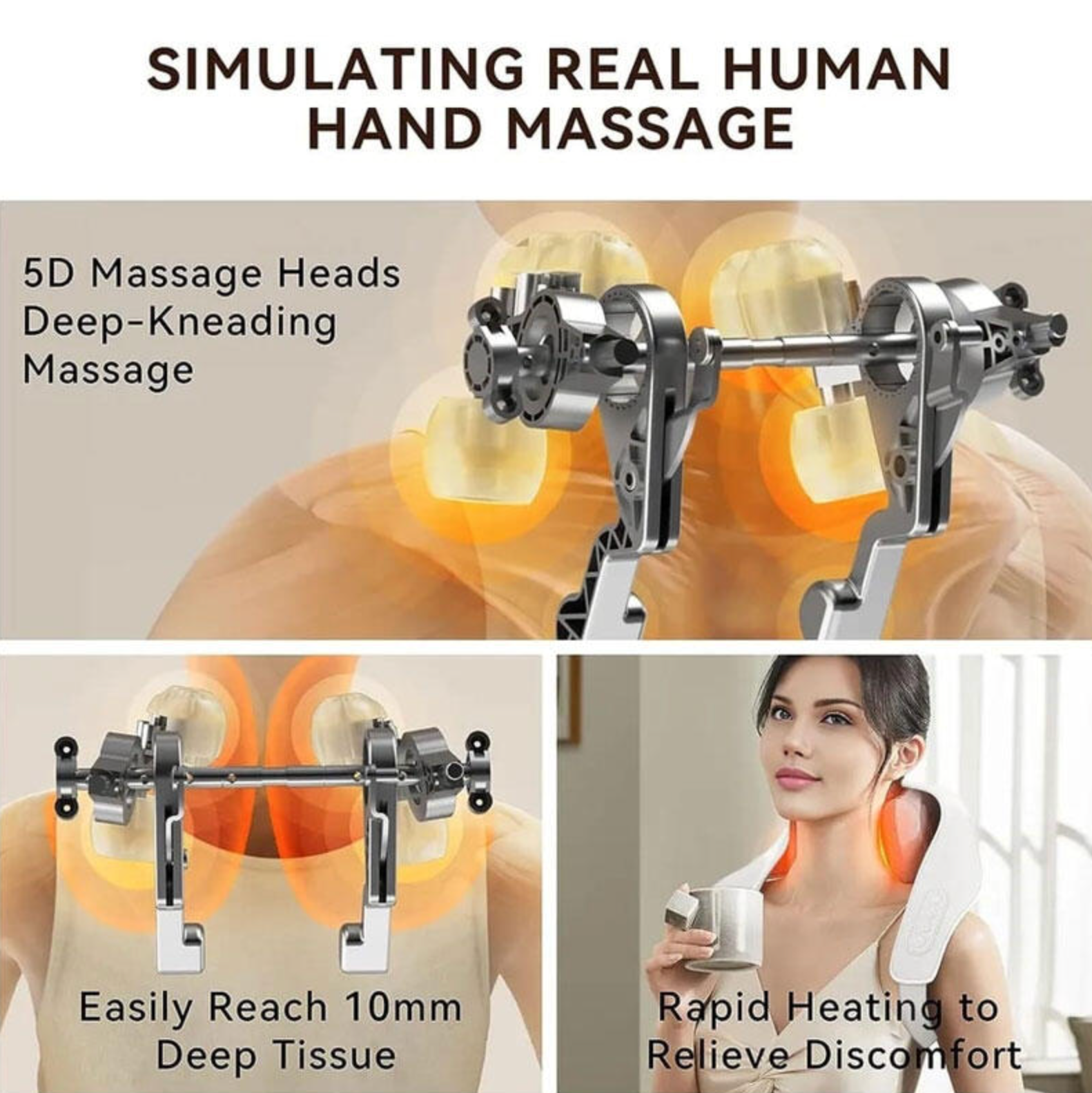 Masajeador de cuello y espalda eléctrico con calor