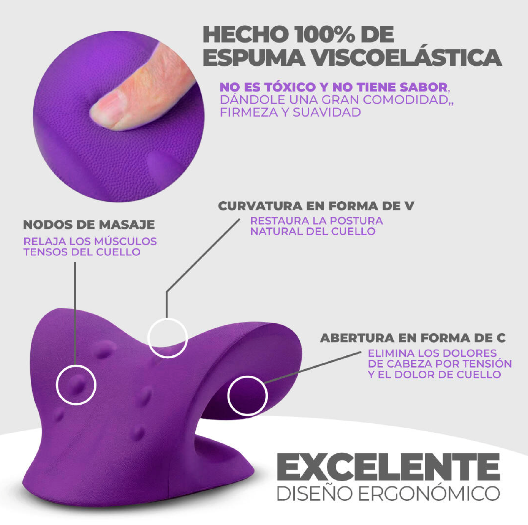 Almohada de Tracción Cervical para Alivio de Dolor de Cuello y Cabeza