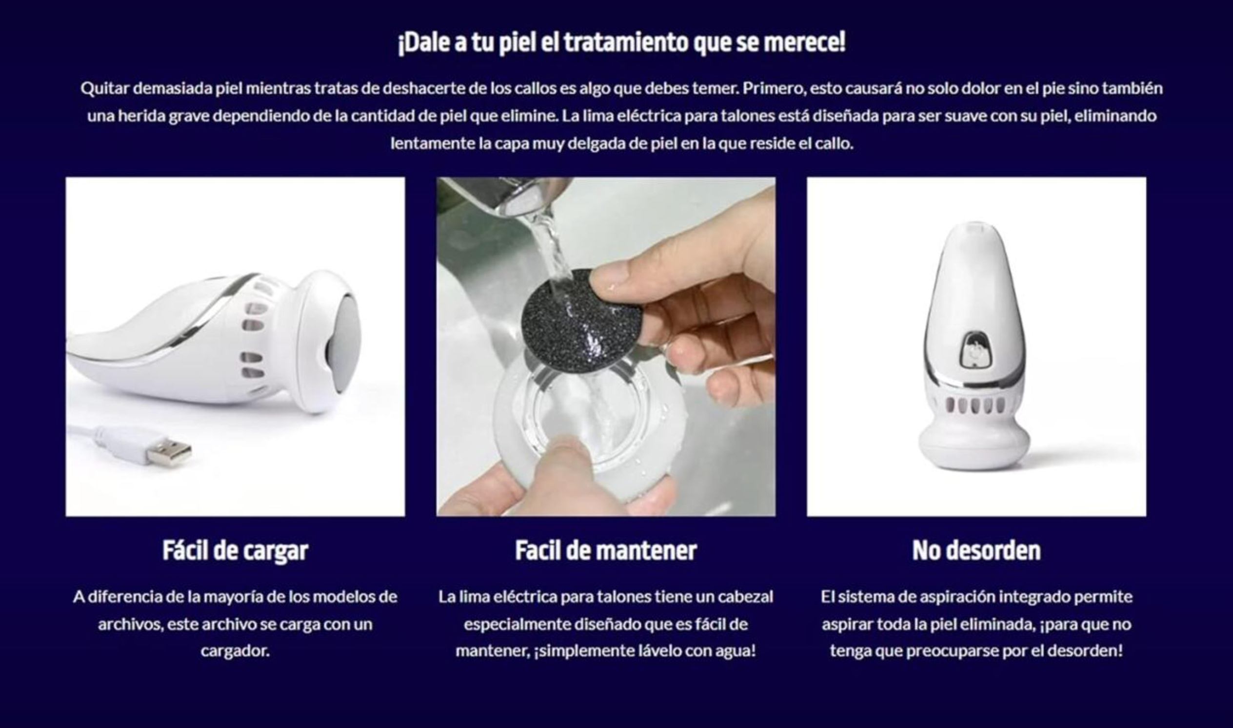 Removedor Eléctrico de Callos con Aspiración para Pies Suaves