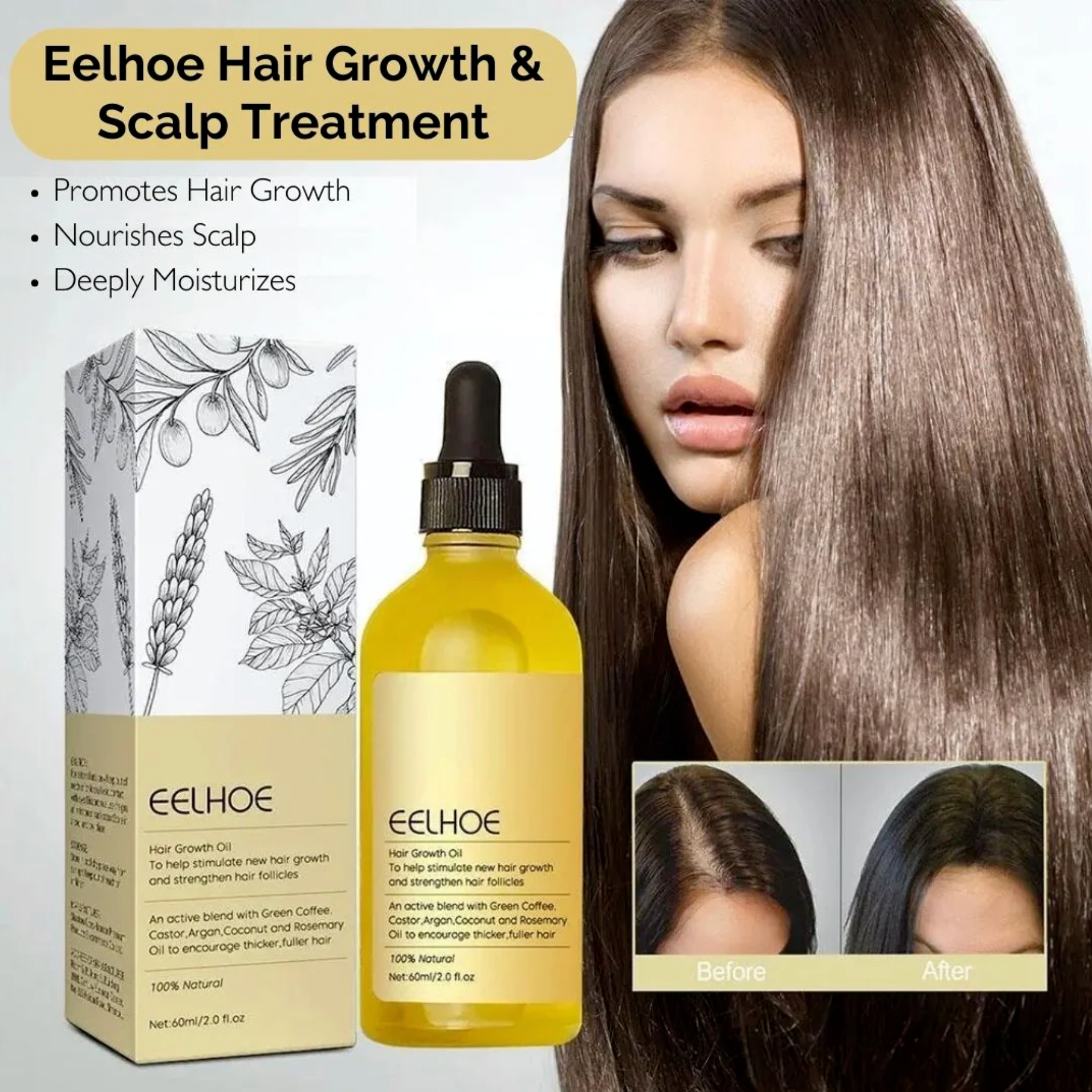 Aceite Esencial Vegano Fortalecedor para el Crecimiento del Cabello