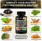 Suplemento Energizante Shilajit, Ashwagandha, Rhodiola y Panax Ginseng 60 Capsulas