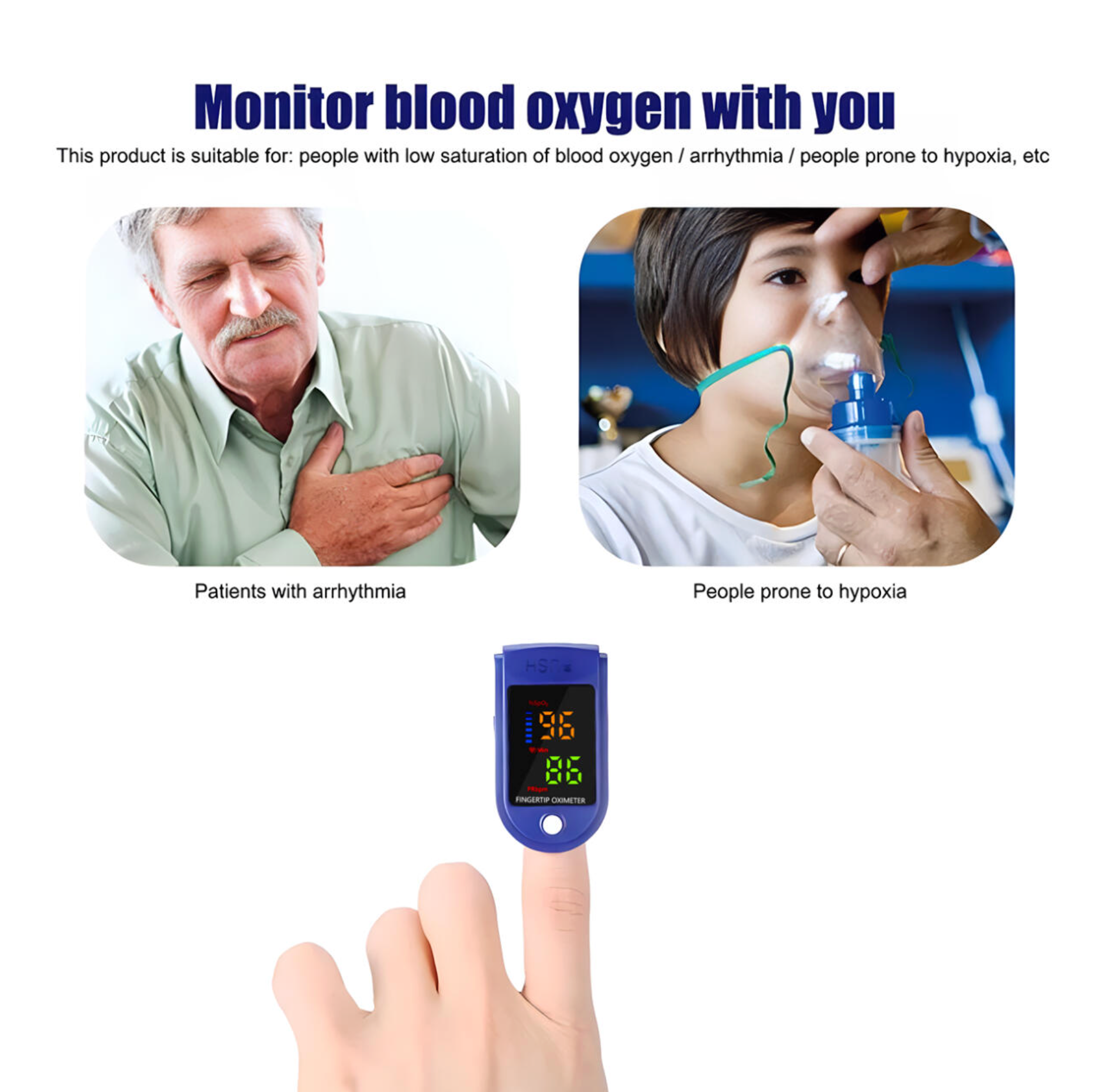 Pulsioxímetro Digital Portátil para Niños y Adultos - Medición Rápida SpO2