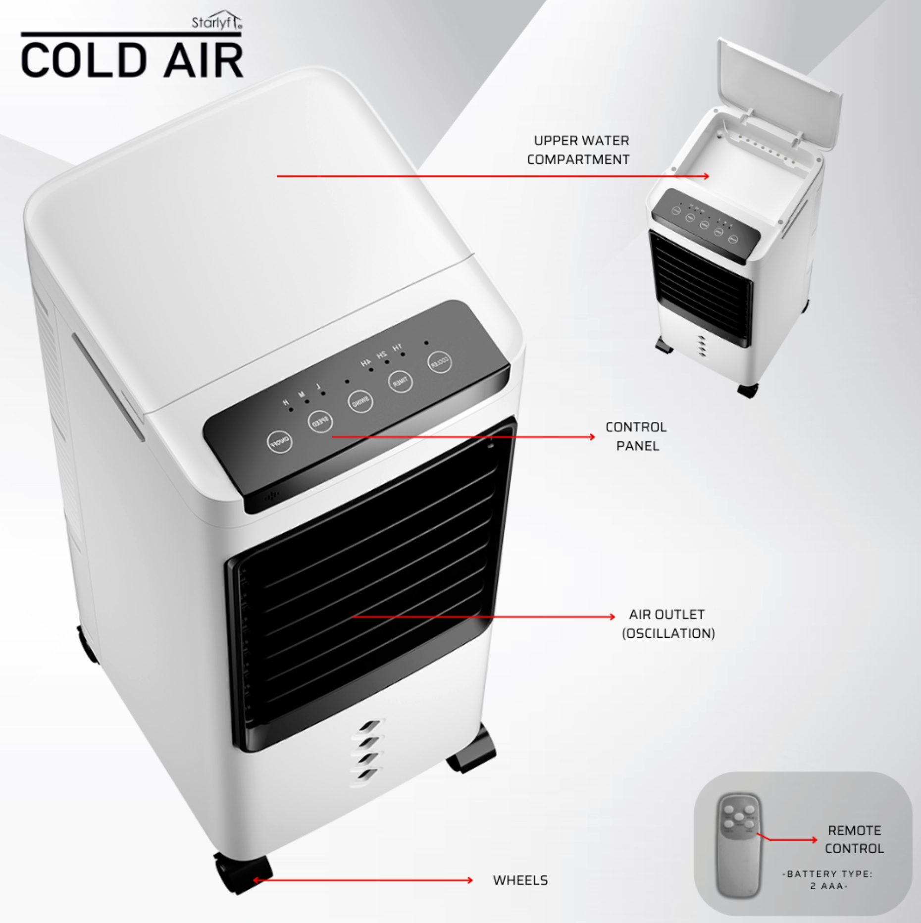 Starlyf Cold Air Enfriador de Aire Portatil 3 en 1