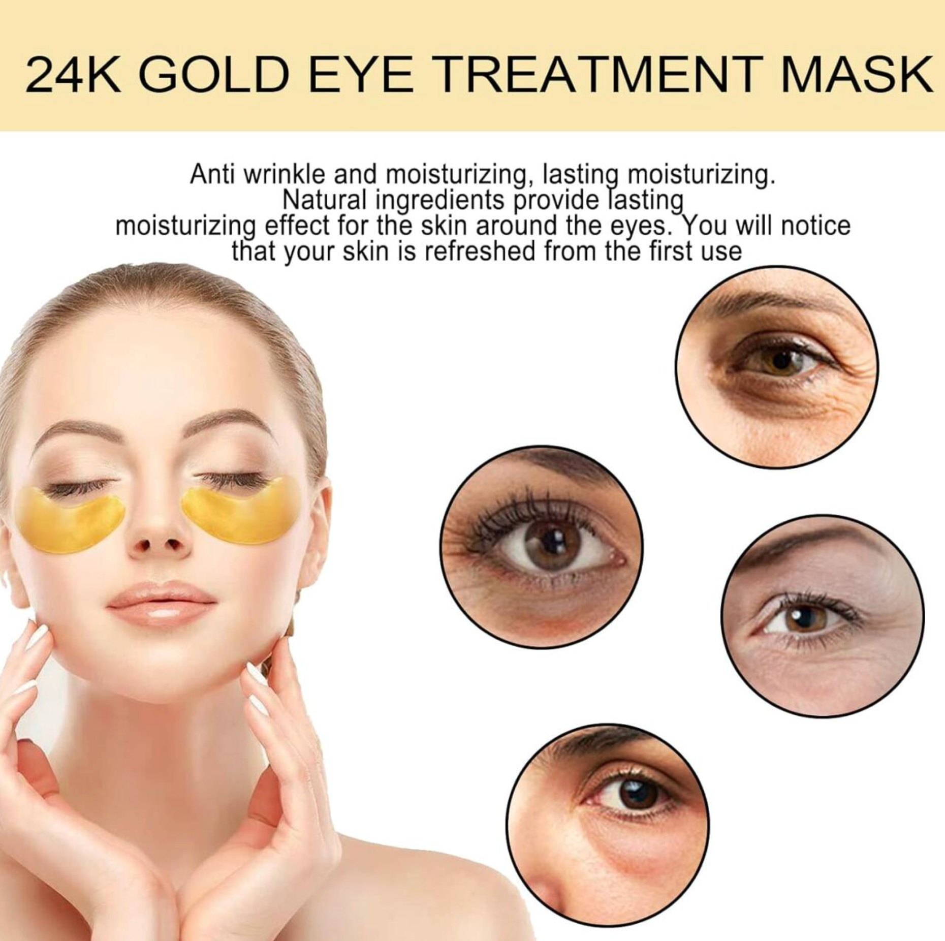 Parches de Ojos de Hidrogel con Oro 24K EELHOE - 60 Unidades