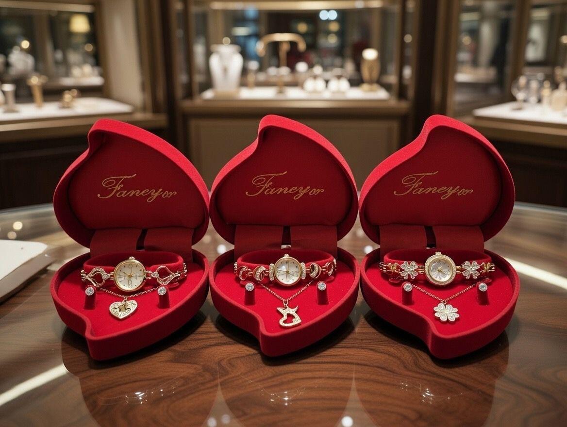 Elegant Gold Pearl Jewelry Set with Matching Watch, Necklace & Earrings