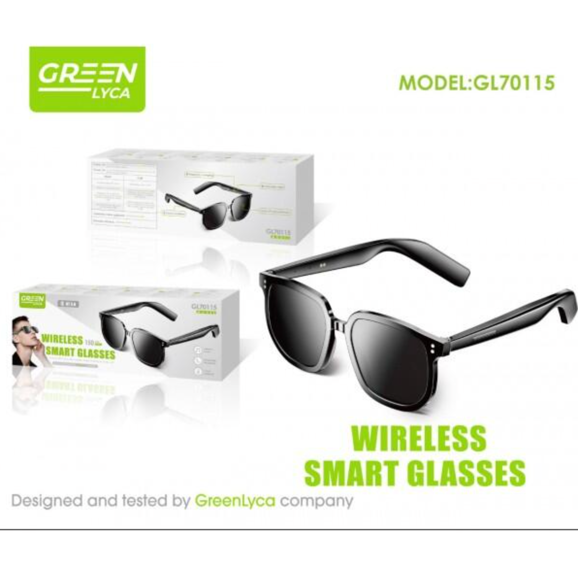 📱 Green Lyca GL70115 Bluetooth Smart Glasses